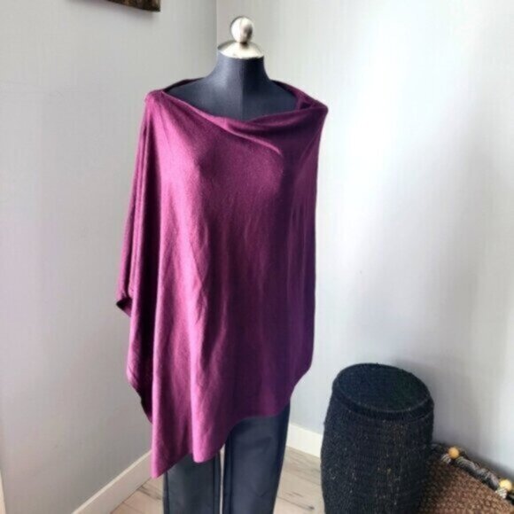 Echo Purple Poncho Sweater One Sz Burgundy Wine - Picture 1 of 9